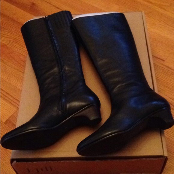 J Jill Tall Brown Leather Stack Heel Boot , 6 NIB - Picture 2 of 6